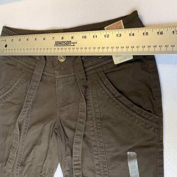 Arizona Jean Co. Women Capri Pants 3 Brown Cargo Button Tie 18" Inseam Outdoor - Picture 4 of 10